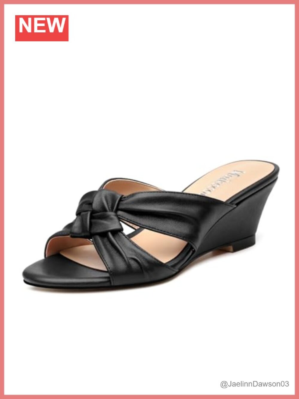 Womens Wedge Sandals Open Toe 2 Inch Heel Slip On Casual Faux Leather